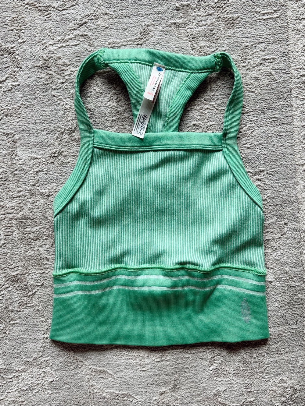 FP Movement Green Ribbed Racerback Athletic Sports Bra Tank Crop Top Free People